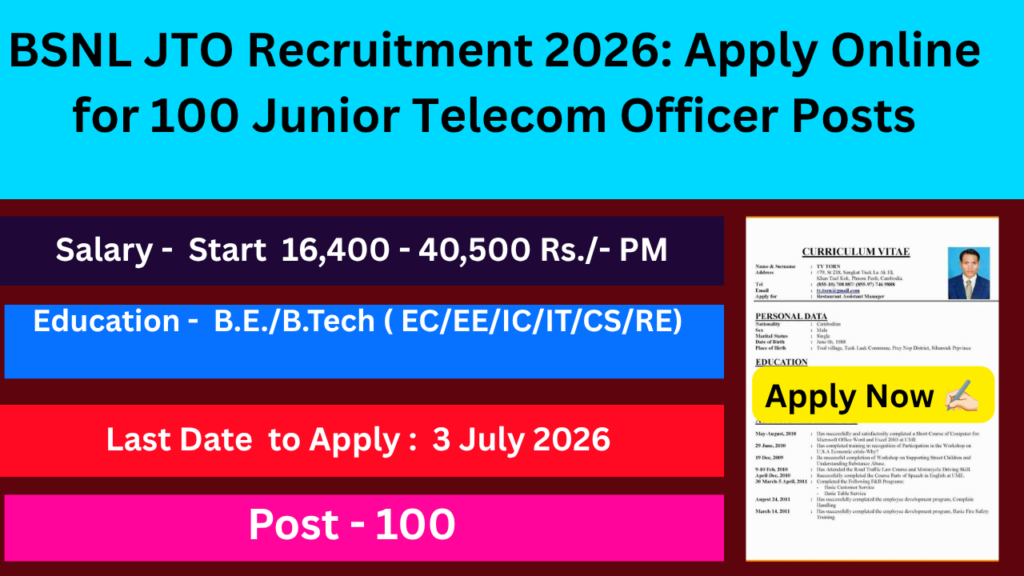 BSNL JTO Recruitment 2026