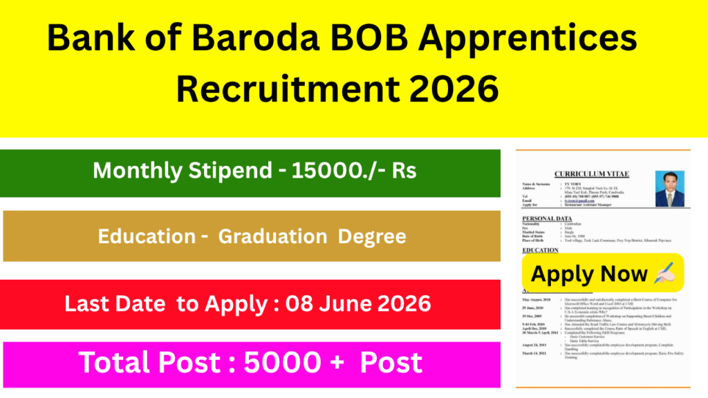 Bank of Baroda BOB Apprentices Recruitment 2026