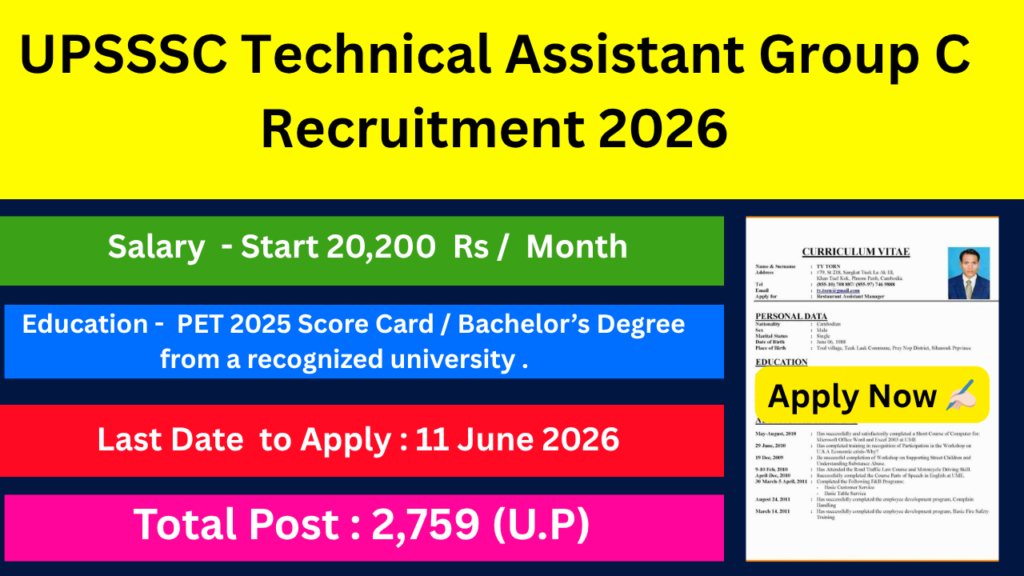 UPSSSC UP Technical Assistant Group C Recruitment 2026