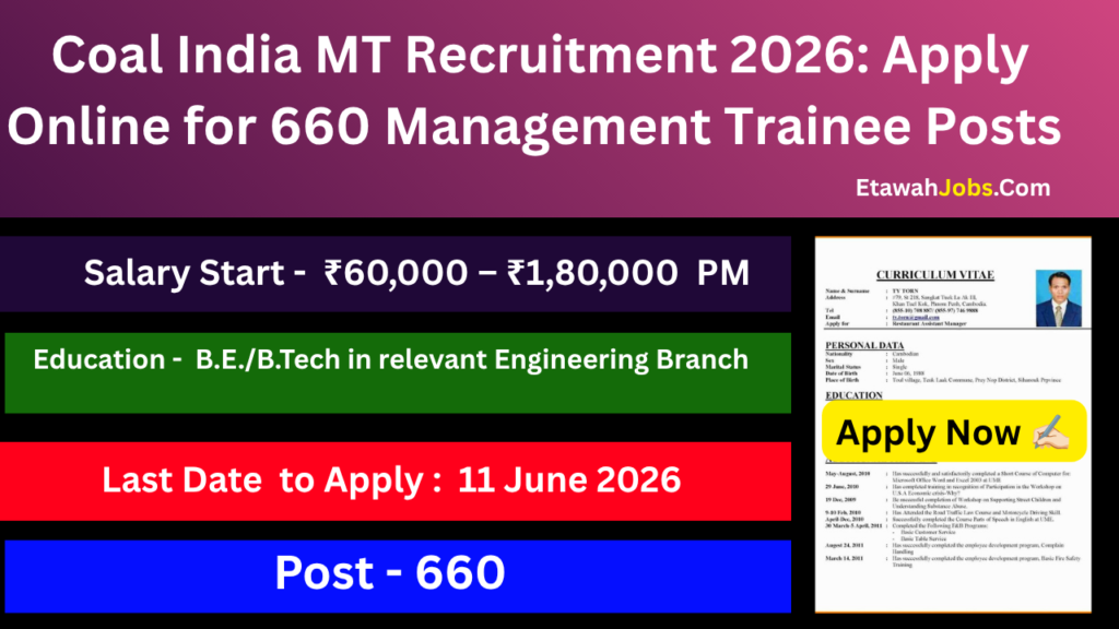 Coal India MT Recruitment 2026 Apply