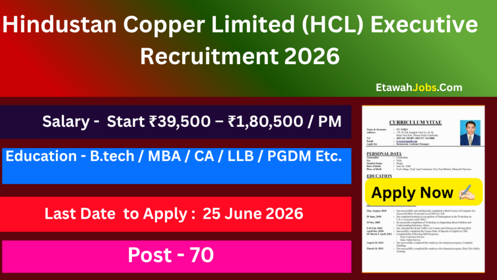 Hindustan Copper Limited (HCL) Executive Recruitment 2026