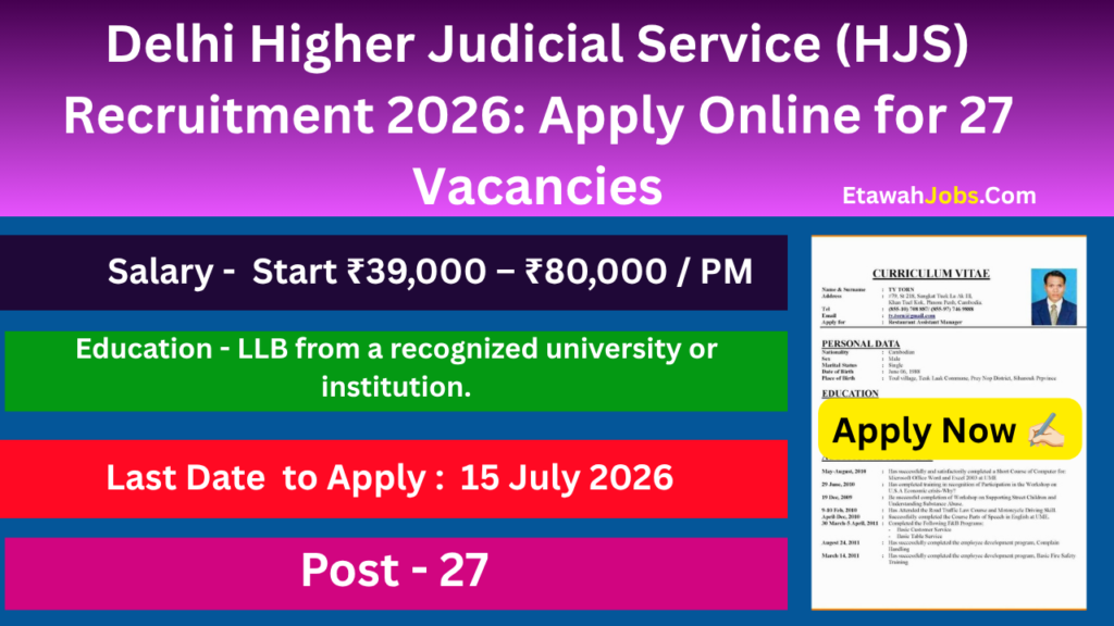 Delhi Higher Judicial Service HJS Recruitment 2026