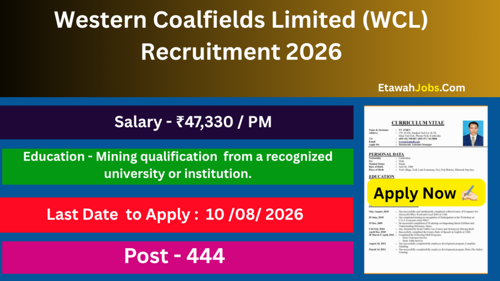 Western-Coalfields-Limited-WCL-Recruitment-2026-Apply-Online-for-444-Mining-Sirdar-Assistant-Foreman-
